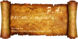 Pödör Abdiás névjegykártya
